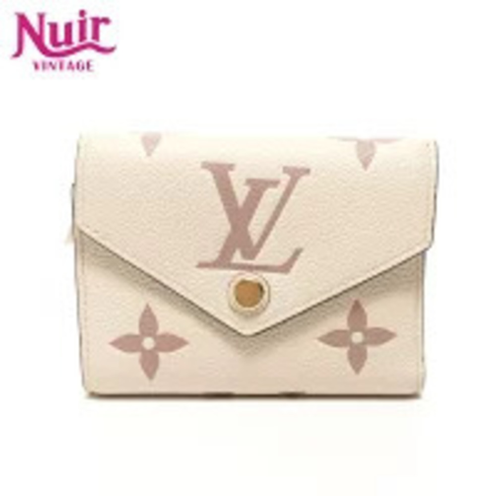 Louis Vuitton Bicolor Empreinte Portefeuille Victorine Tri fold Wallet Beige
